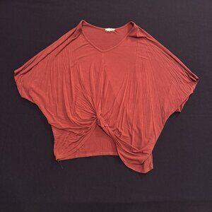 LoveWins Dark Orange Tie front Shirt Juniors Size Medium